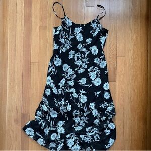 Jcrew maxi dress black floral chiffon fully lined black size 6